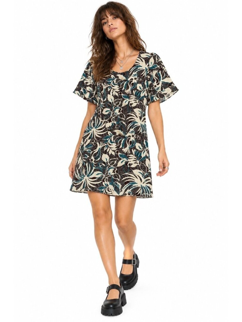ANNA SUI dress mini a line floral 4 Y2K 90s downtown girl dark bohemian retro